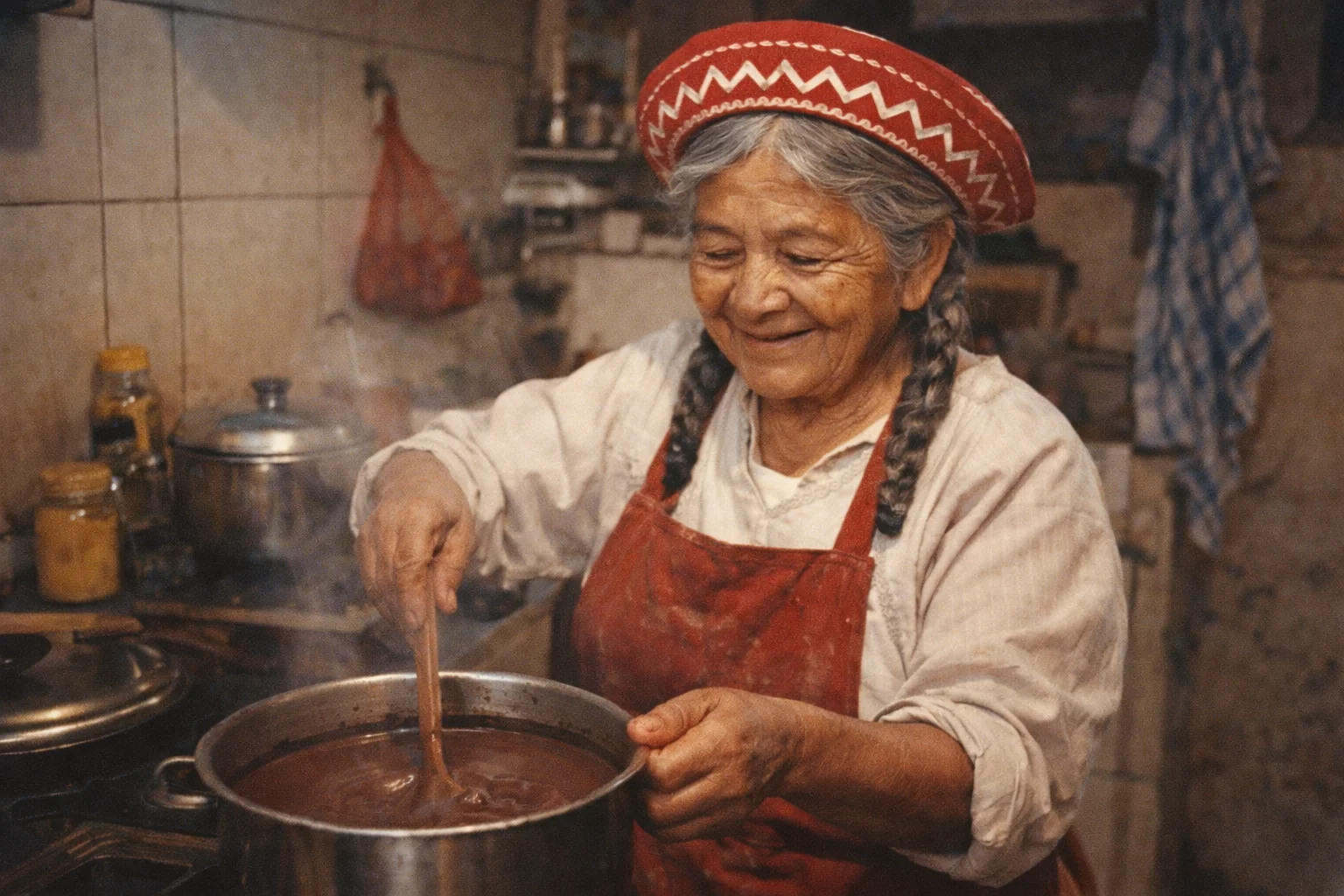 Chocolate preparándose a fuego lento en una olla
